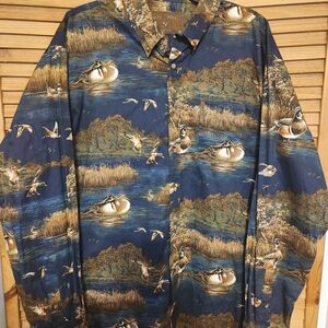 Men's Casual Button Down Shirt - Nature Print XL Wild Life